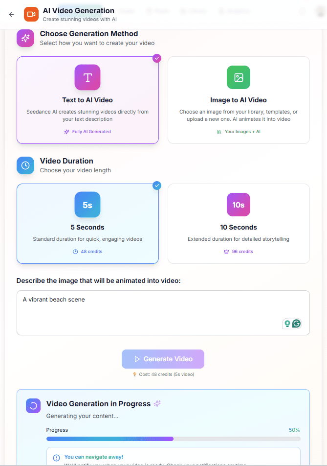 AI Generation Interface
